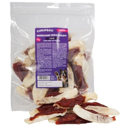 Chrup&Go Przysmak dla psa Uszy królika nadziewane 500g