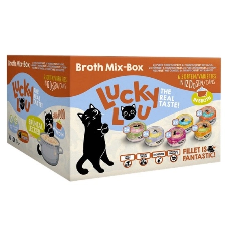 Lucky Lou Extrafood Broth-Mix-Box Multipack w bulionie puszki 12x70g