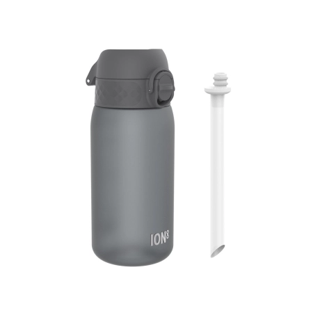 ION8 Butelka na wodę ze słomką dla dzieci BPA Free 350ml Szary Grey