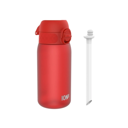 ION8 Butelka na wodę ze słomką dla dzieci BPA Free 350ml Czerwony Red