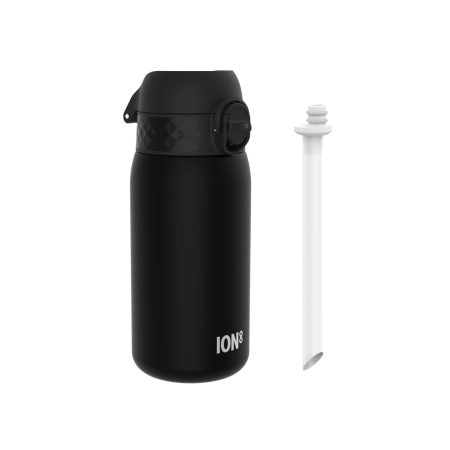 ION8 Butelka na wodę ze słomką dla dzieci BPA Free 350ml Czarny Black