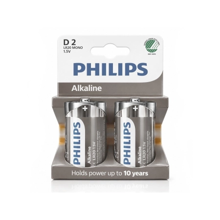 Bateria Alkaliczna Philips 1,5V LR20 D Alkaline - Blister 2 Sztuki