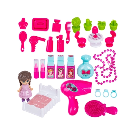 Domek Dla Lalek Toaletka W Walizce Plecak Zestaw 3w1 + Akcesoria Przecena 1-2094337