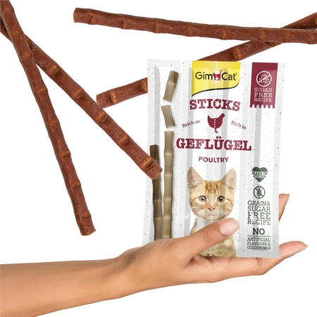 GimCat Sticks 95% Meat - kiełbaski drobiowe z wątróbką 4 sztuki-2120944