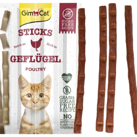 GimCat Sticks 95% Meat - kiełbaski drobiowe z wątróbką 4 sztuki-2120947