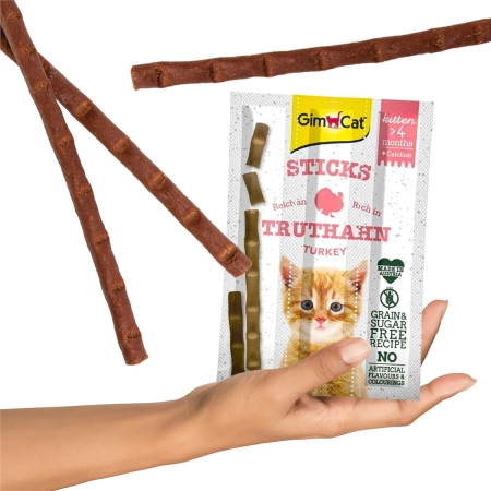 GimCat Sticks Kitten - kiełbaski indyk i wapno 3 sztuki-2120950