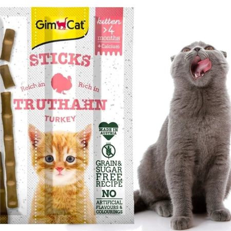GimCat Sticks Kitten - kiełbaski indyk i wapno 3 sztuki-2120951