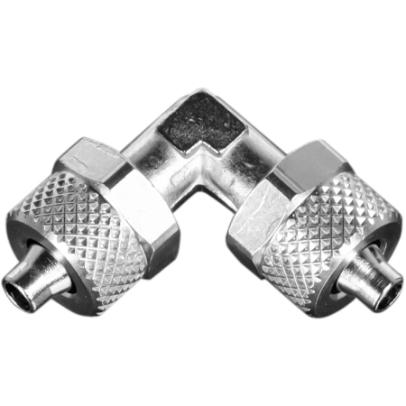 Kolanko metalowe z zaciskami na wężyk 6mm