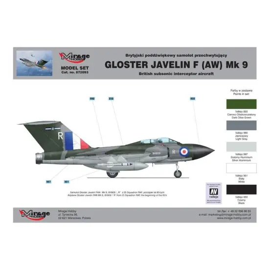GLOSTER JAVELIN F AW Mk 9 Brytyjski Poddźwiękowy Samolot Przechwytujący-298663