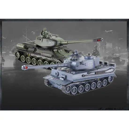 Zestaw wzajemnie walczących czołgów Russian T-34 i German Tiger 1:28 RTR-349004