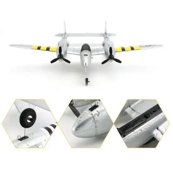 P-38 Lightning 2.4GHz RTF (rozpiętość 43cm) - srebrny-752847